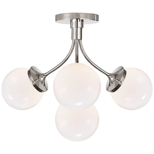 Visual Comfort Signature Collection Kate Spade New York Prescott Semi-Flush in Nickel by Visual Comfort Signature KS4407PNWG