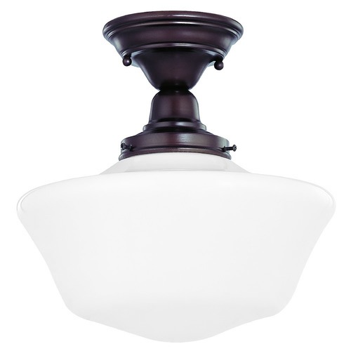 Design Classics Lighting 12-Inch Schoolhouse Semi-Flush Ceiling Light In Bronze Finish FBS-220 / GA12