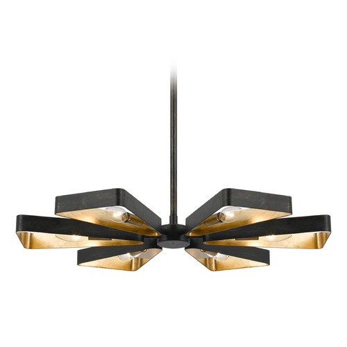 Crystorama Lighting Mid-Century Modern Chandelier Bronze / Gold Luna by Crystorama Lighting 596-EB-GA