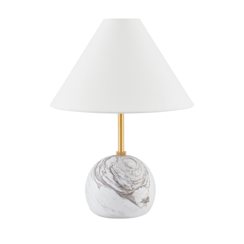 Mitzi by Hudson Valley Jewel Marble Table Lamp in Aged Brass by Mitzi by Hudson Valley HL864201-AGB