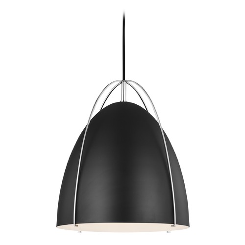 Visual Comfort Studio Collection Norman LED Pendant in Black & Chrome by Visual Comfort Studio 6551701EN3-05