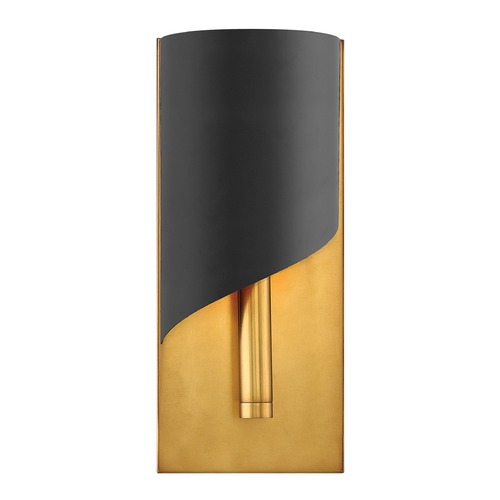 Fredrick Ramond Gigi 11.50-Inch High Wall Sconce in Heritage Brass & Satin Black by Fredrick Ramond FR34310HBR