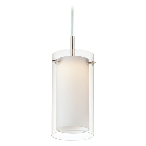 Maxim Lighting Maxim Lighting Duo Satin Nickel LED Mini-Pendant Light with Cylindrical Shade 12289CLSWSN