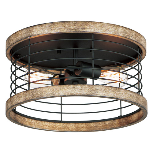 Maxim Lighting Maxim Lighting Homestead Driftwood & Black Flushmount Light 12510DWBK