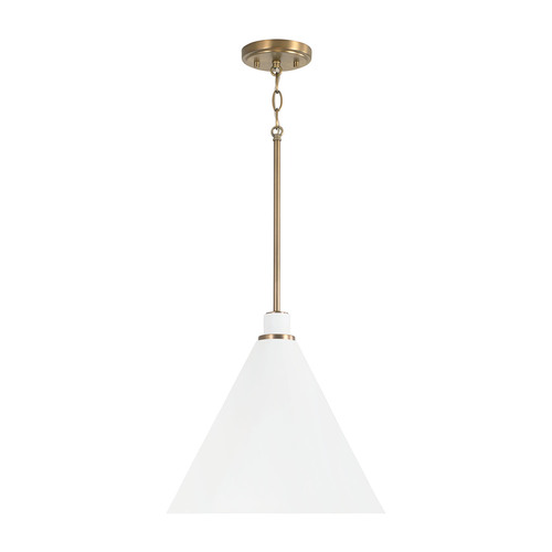 Capital Lighting Bradley 15-Inch Pendant in Aged Brass & White by Capital Lighting 350112AW