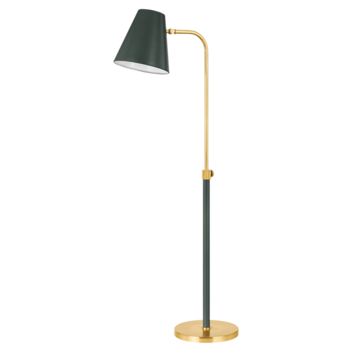 Mitzi by Hudson Valley Georgann Floor Lamp in Brass & Studio Green by Mitzi by Hudson Valley HL891401-AGB/SSG