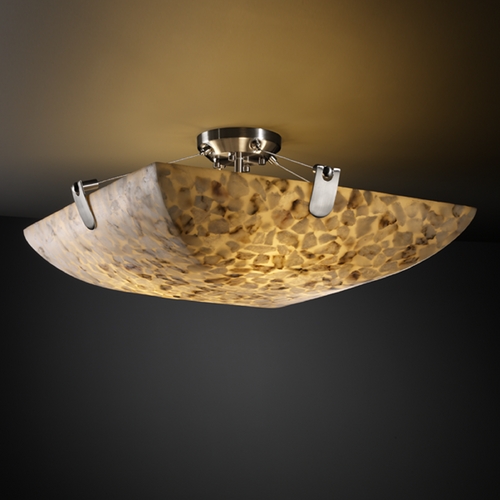 Justice Design Group Alabaster Rocks! Collection Semi-Flush Mount by Justice Design Group ALR-9612-25-NCKL