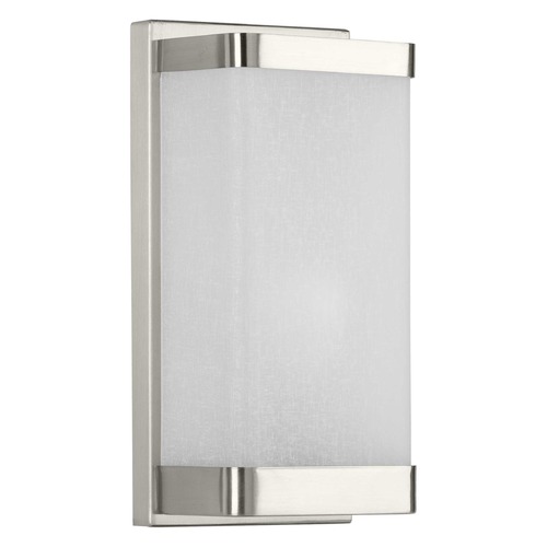 Progress Lighting Linen Glass Brushed Nickel Sconce by Progress Lighting P710072-009