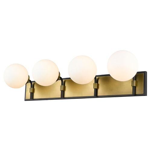 Z-Lite Parsons Matte Black & Olde Brass Bathroom Light by Z-Lite 477-4V-MB-OBR