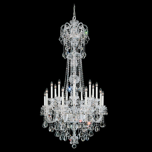Schonbek Lighting Schonbek Worldwide Lighting Olde World Polished Silver Crystal Chandelier 6818-40R