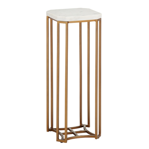Currey and Company Lighting Currey and Company Ocho White Banswara Marble & Antique Brass Accent Table 4000-0235