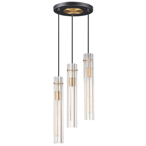 Maxim Lighting Maxim Lighting Flambeau Black & Antique Brass Multi-Light Pendant with Cylindrical Shade 16123CLBKAB