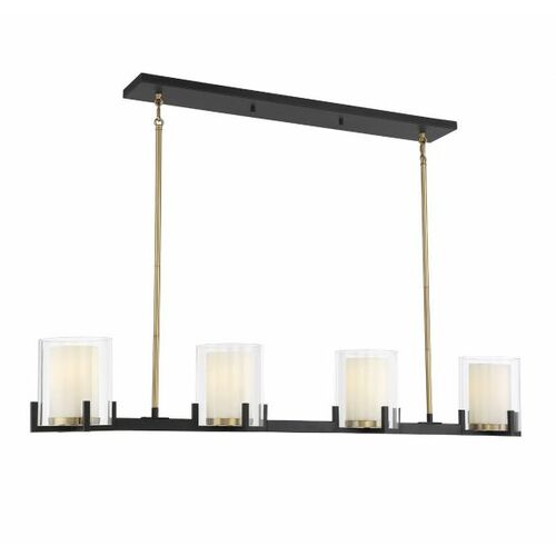 Savoy House Eaton 4-Light Linear Chandelier in Matte Black & Brass by Savoy House 1-1982-4-143