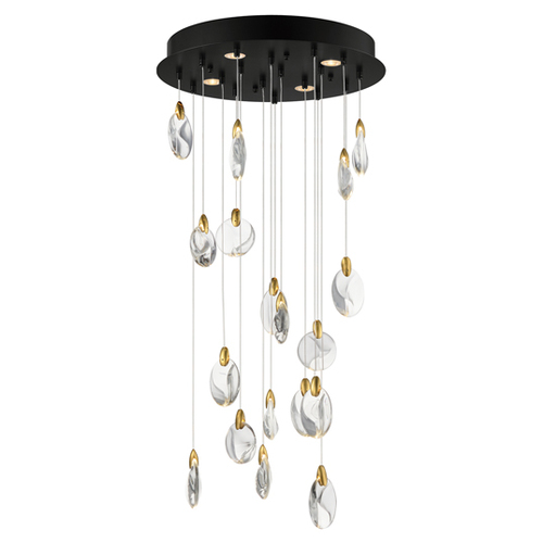 ET2 Lighting Pebble 18-Light Pendant in Black & Polished Gold by ET2 Lighting E11079-122BKPG