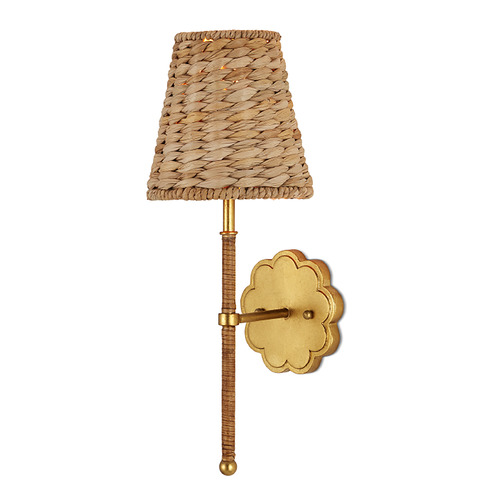 Currey and Company Lighting Currey and Company Suzanne Duin Savoie Contemporary Gold Leaf & Natural LED Sconce 5000-0272