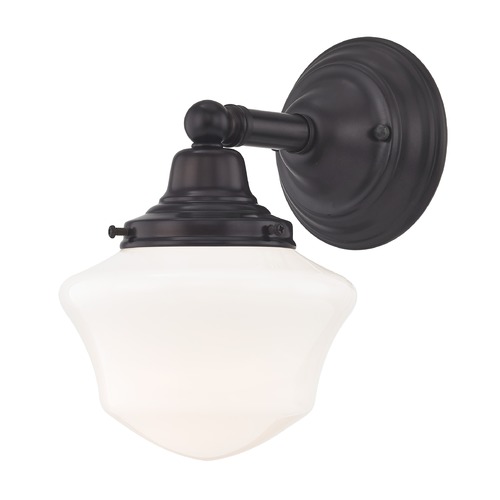 Design Classics Lighting Schoolhouse Sconce Bronze White Opal Glass 1 Light 6 Inch Width WC1-220 GC6