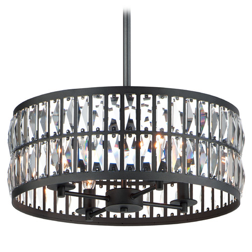 Maxim Lighting Maxim Lighting Madeline Black Pendant Light with Drum Shade 21815BCBK