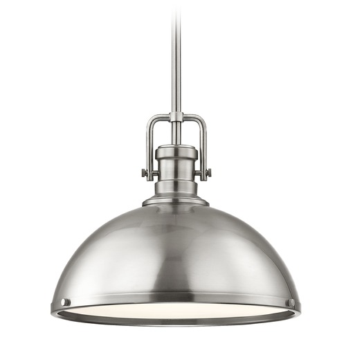 Design Classics Lighting Industrial Satin Nickel Pendant Light 13.38-Inch Wide 1763-09 SH1776-09 R1776-09