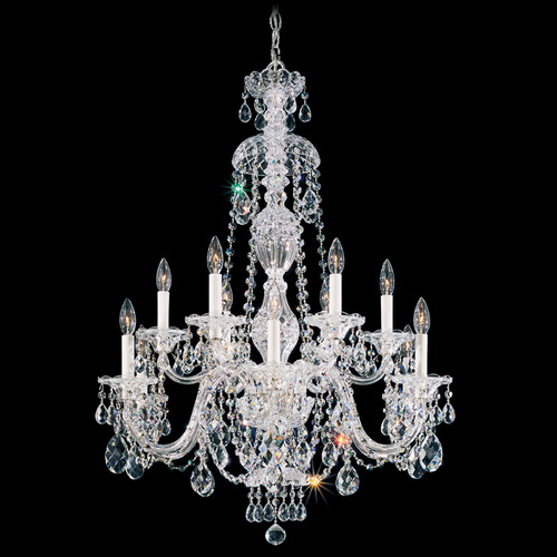Schonbek Lighting Schonbek Worldwide Lighting Sterling Polished Silver Crystal Chandelier 2997-40R