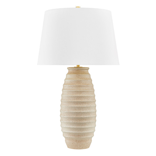Hudson Valley Lighting Hudson Valley Lighting Haddam Aged Brass & Ceramic Textured Fawn LED Table Lamp with Empire Shade L6532-AGB/C06