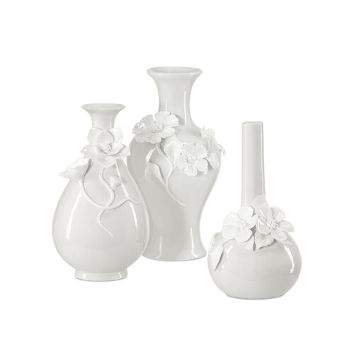 Currey and Company Lighting Ave Maria Vase Set of 3 in White by Currey & Company 1200-0982