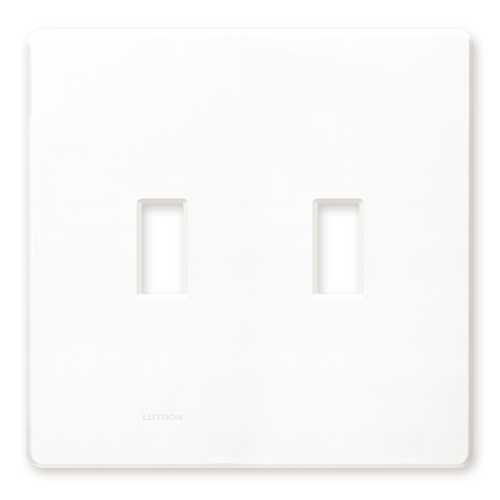 Lutron Dimmer Controls Traditional Fassada 2-Gang Wall Plate in White FW-2-WH