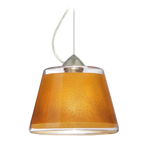 Besa Lighting Besa Lighting Pica Satin Nickel LED Pendant Light with Empire Shade 1KX-PIC9GD-LED-SN