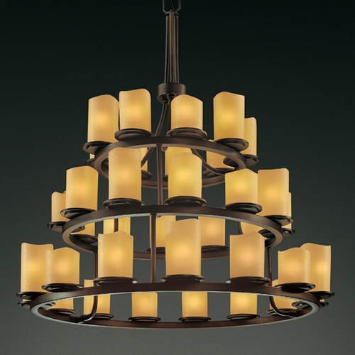 Justice Design Group Candlearia 3-Tier 36-Light Chandelier in Dark Bronze by Justice Design Group CNDL-8712-14-AMBR-DBRZ