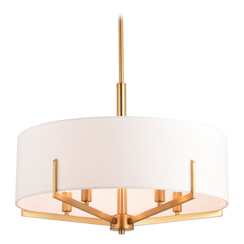Vaxcel Lighting Vaxcel Lighting Surrey Natural Brass Pendant Light with Drum Shade H0273