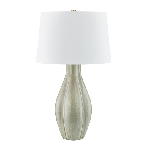 Hudson Valley Lighting Hudson Valley Lighting Galloway Aged Brass & Ceramic Coastal Green LED Table Lamp with Drum Shade L7231-AGB/C02