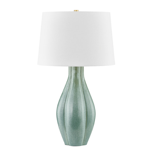 Hudson Valley Lighting Hudson Valley Lighting Galloway Aged Brass & Ceramic Moss Ivory LED Table Lamp with Drum Shade L7231-AGB/C09