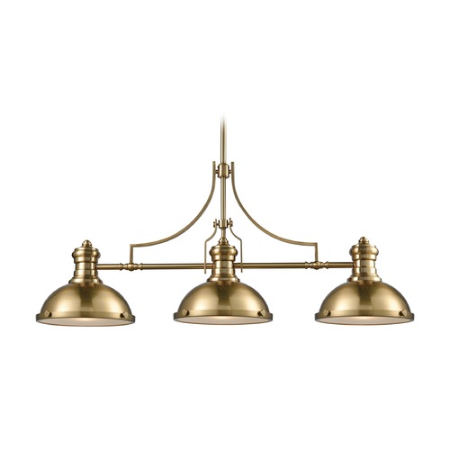 Elk Lighting Elk Lighting Chadwick Satin Brass Island Light with Bowl / Dome Shade 66595-3