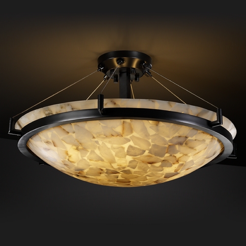 Justice Design Group Alabaster Rocks! Collection Semi-Flush Mount by Justice Design Group ALR-9682-35-MBLK