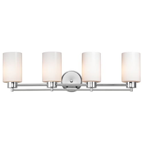 Design Classics Lighting Modern Bathroom Light with White Glass - Four Lights 704-26 GL1024C