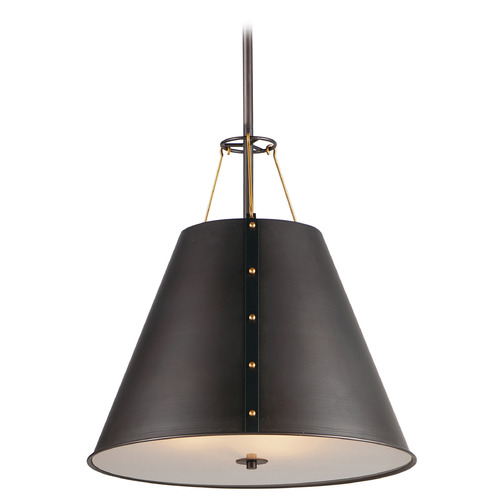 Maxim Lighting Maxim Lighting Trestle Oil Rubbed Bronze & Antique Brass Pendant Light with Conical Shade 25164OIAB