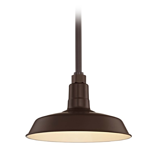 Recesso Lighting by Dolan Designs Bronze Pendant Barn Light with 12-Inch Shade BL-STM-BZ/BL-SH12-BZ