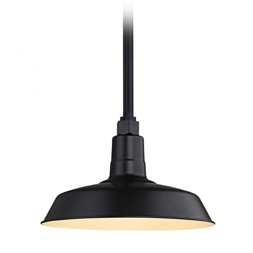 Recesso Lighting by Dolan Designs Black Pendant Barn Light with 12-Inch Shade BL-STM-BLK/BL-SH12-BLK
