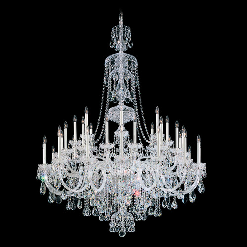 Schonbek Lighting Schonbek Worldwide Lighting Sterling Polished Silver Crystal Chandelier 3612-40R
