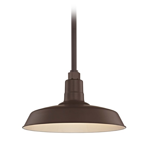 Recesso Lighting by Dolan Designs Bronze Pendant Barn Light with 14-Inch Shade BL-STM-BZ/BL-SH14-BZ