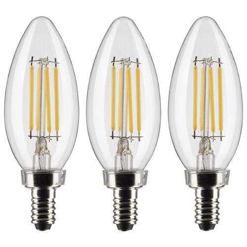Satco Lighting 4W B11 2700K Clear E12 Base LED Light Bulb 3-Pack by Satco Lighting S21366