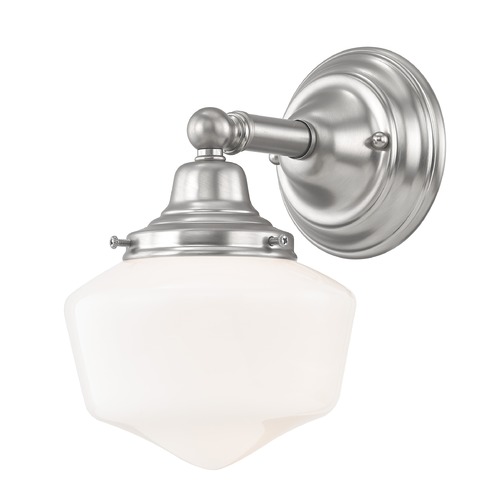 Design Classics Lighting Schoolhouse Sconce Satin Nickel White Opal Glass 1 Light 6 Inch Width WC1-09 GF6