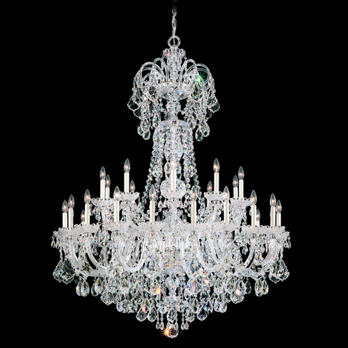 Schonbek Lighting Schonbek Worldwide Lighting Olde World Polished Silver Crystal Chandelier 6816-40R