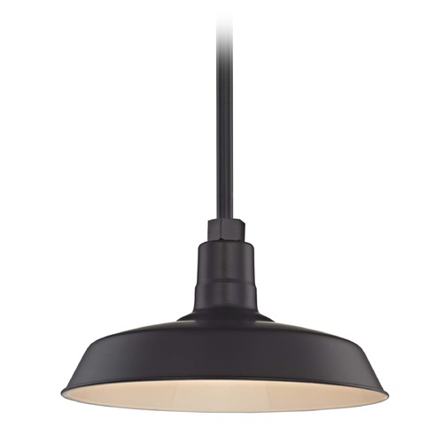 Recesso Lighting by Dolan Designs Black Pendant Barn Light with 14-Inch Shade BL-STM-BLK/BL-SH14-BLK