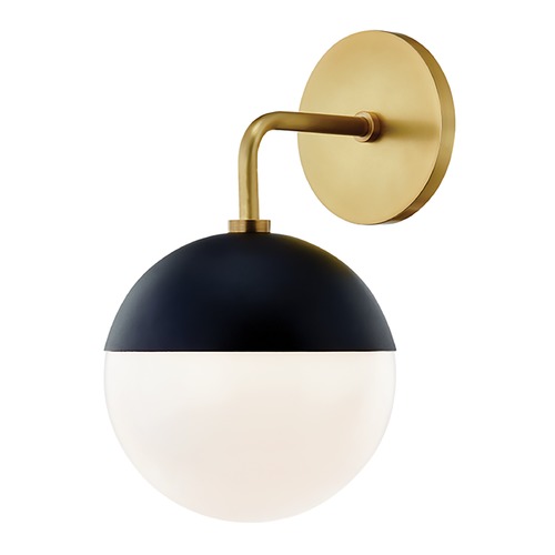 Mitzi by Hudson Valley Renee Aged Brass & Black Sconce by Mitzi by Hudson Valley H344101-AGB/BK