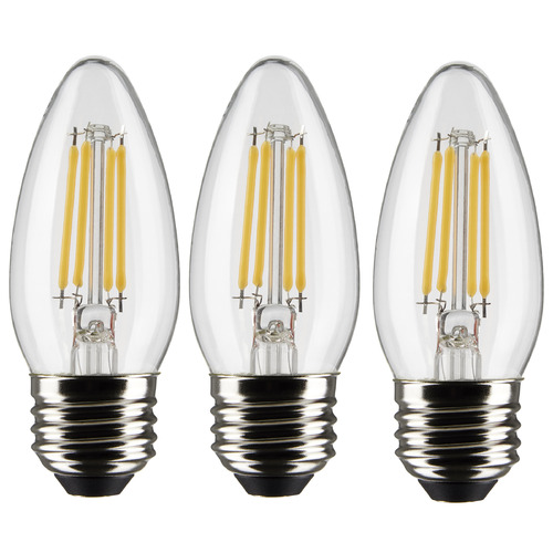 Satco Lighting 4W B11 2700K Clear Medium Base LED Light Bulb 3-Pack by Satco Lighting S21368