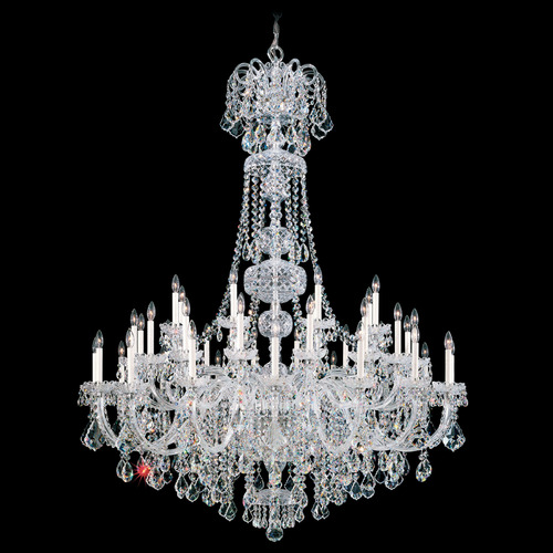 Schonbek Lighting Schonbek Worldwide Lighting Olde World Polished Silver Crystal Chandelier 6861-40R
