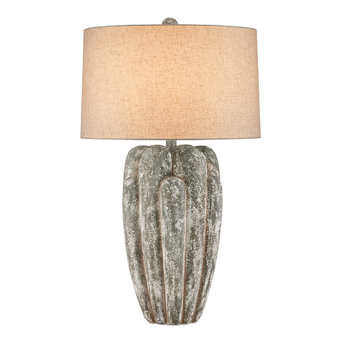 Currey and Company Lighting Currey and Company Buttress Dark Gray & White Texture Table Lamp with Drum Shade 6000-0969