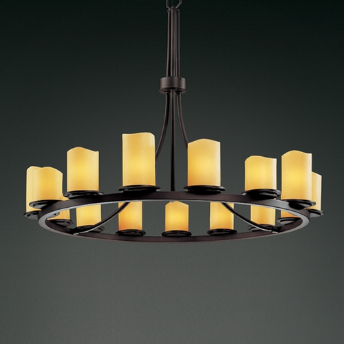 Justice Design Group Candlearia Collection Chandelier by Justice Design Group CNDL-8715-14-AMBR-DBRZ
