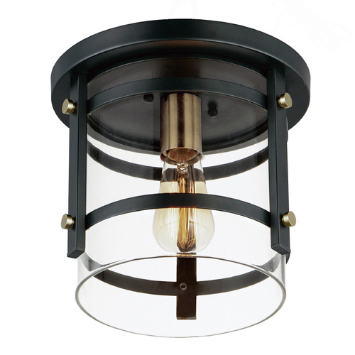 Maxim Lighting Maxim Lighting Capitol Black & Antique Brass Flushmount Light 2641BKAB