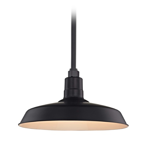 Recesso Lighting by Dolan Designs Black Pendant Barn Light with 16-Inch Shade BL-STM-BLK/BL-SH16-BLK